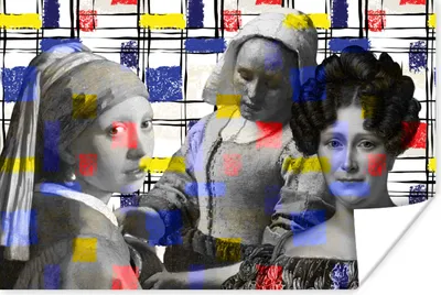 Produktbild von MuchoWow® Poster Collage - Mondrian - Gemälde 180x120 cm - Fotoplakat