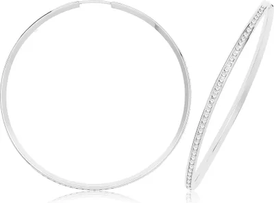 Produktbild von 9 Karat (375) Weißgold Damen - Paar Creolen - 40mm; TRS369249KWMM40