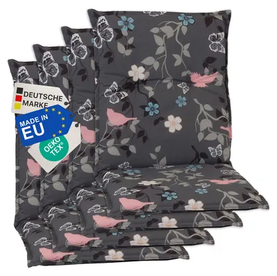 Produktbild von NYVI Gartenstuhl Auflagen Niedriglehner 4er Set Barcelona - UV-Beständig, Atmungsaktiv, Strapazierfähig - Niedriglehnerauflagen Outdoor - Sitzauflagen für Gartenstühle 100x50cm Vintage Flower