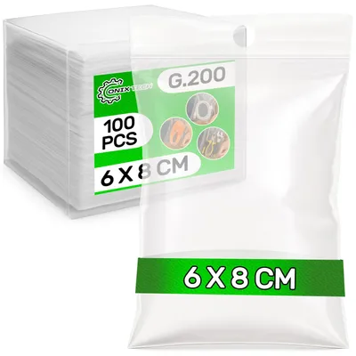 Productafbeelding van Sluitzakken met ophangoogje - Geschikt voor voedingsmiddelen, gemaakt van PE - 100 stuks - 6 x 8 cm
