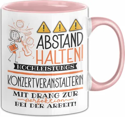 Produktbild von Konzertveranstalterin Tasse Geschenk Lustig Abstand Halten Hochleistungs-Konzertveranstalterin Mit Drang Zur Perfektion Bei Der Arbeit (Rosa)