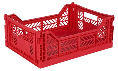 Image de Caisse pliable, caisse en plastique robuste, empilable, rouge