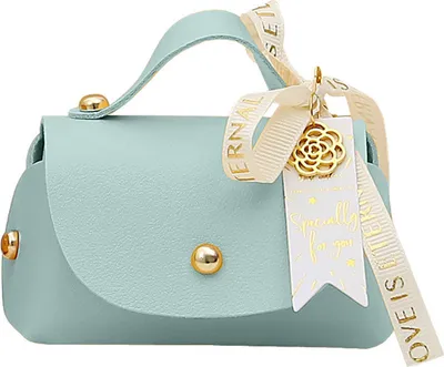 Produktbild von Verpackung Box Ribbon Bow Griff Design Handtasche Form Faux Leder Hochzeit Gefallen Geschenk Candy Bag Haushalt Zubehör-Blau ,Größen:S