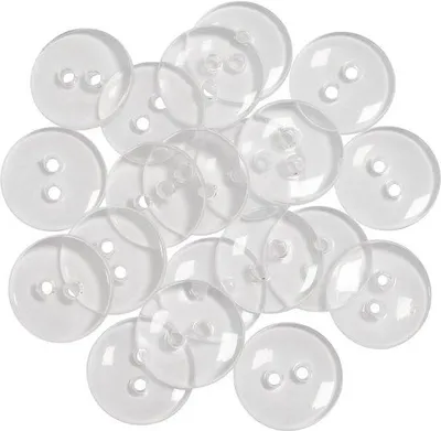 Immagine prodotto di Bottoni rotondi da cucire, Ø 15 mm, confezione da 20 pezzi, in plastica trasparente