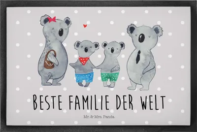 Produktbild von Mr. & Mrs. Panda Schmutzmatte Koala Familie zwei 40 x 60 cm - Grau Pastell - Geschenk, fußmatte, Schmutzfänger, Zusammen, Koalabär, Bodenvorleger, Muttertag, Fussmatte