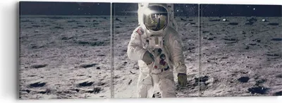 Produktbild von Bild auf Leinwand - Leinwandbild - 3 Teile - Mond Erde Astronaut - 90x30cm - Wand Bild - Wanddeko - Wandbilder - Leinwanddruck - Bilder - Wanddekoration - Leinwand bilder - Wandbild - CA90x30-4882