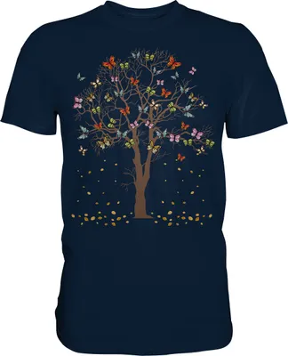 Produktbild von Frauen Schmetterling Baum T-Shirt – Navy / 3XL