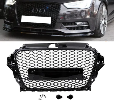 Produktbild von Wabendesign Kühlergrill schwarz glanz mit/ohne PDC passend für Audi A3 8V 12-16 auch RS3