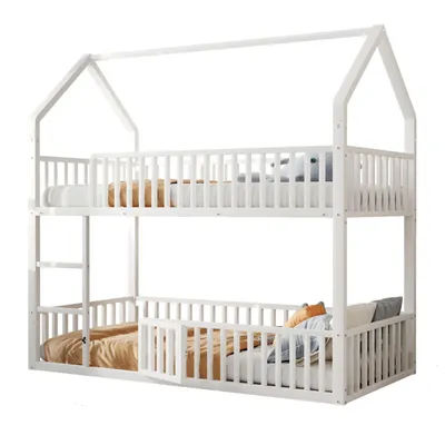 Produktbild von Kinder-Etagenbett,Metall-Doppelbett,Kinder-Familienbett,Etagenbett mit Treppe,Loft-Design,Unteres Bett mit kleiner Tür zum Öffnen und Schließen