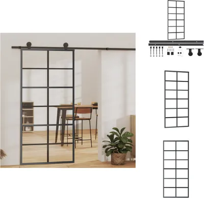 Zdjęcie produktu dla vidaXL Drzwi przesuwne z okuciem ESG szkło & aluminium 90x205 cm - Drzwi