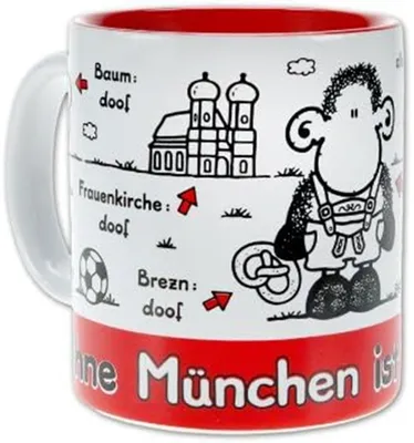 Produktbild von Sheepworld - 61043 - Kaffeebecher, Ohne München ist alles doof, Steingut, Höhe: 9,5cm, Durchmesser: 8cm, spülmaschinengeeignet