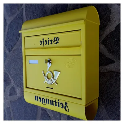 Produktbild von Großer Briefkasten/Postkasten XXL Gelb Matt mit Zeitungsrolle Runddach