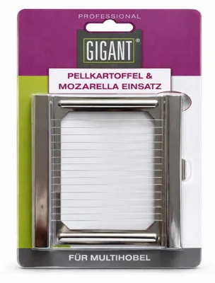 Produktbild von Gigant Pellkartoffel & Mozzarella Einsatz | Schneideinsatz für Gigant Multihobel | Edelstahl Schneidgitter für gleichmäßige Scheiben | ideal für Kartoffeln, Mozzarella & Eier