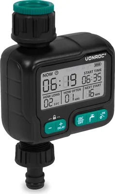 Produktbild von Vonroc Wasserzeitschaltuhr - digital - automatisches Bewässerungssystem – programmierbar – Wasserdicht nach IPX5