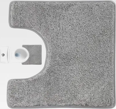 Produktbild von WC Vorleger mit Ausschnitt,WC Teppich,Graue rutschfeste WC Vorleger,U-förmige Weiche Toiletten Teppich,für Toilette und Badezimmer