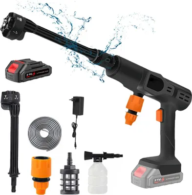 Obrázek produktu pro Přenosný vysokotlaký čistič – akumulátorová vysokotlaká pistole – 30 bar – 18 V – s 1 akumulátorem – pro mytí aut a zavlažování zahrady