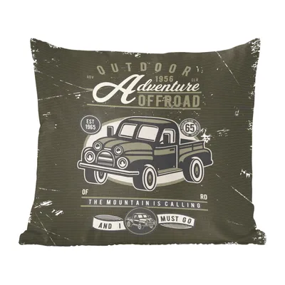 Obrázek produktu pro MuchoWow® Dekorační polštář Polštář na pohovku Dekorační polštář do obývacího pokoje 60x60 Auto - Retro - Písmena - Kresba