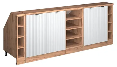 Produktbild von Küchenschrank für Dachschrägen Vicco R-Line Weiß Riffel 210 cm 5er Set Schrankkorpuss 60 cm Tiefe, Model 60656