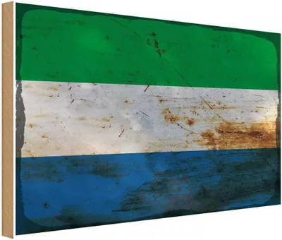 Produktbild von vianmo Holzschild 20x30 cm Sierra Leone Rost Flagge Fahne Wappen
