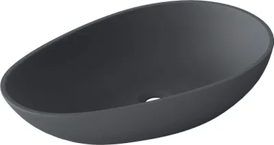 Immagine prodotto di doporro Lavabo da Appoggio, Lavandino Bagno 59.8x36x14cm, Lavabo Ovale da Minerale Fuso Colossum809, Antracite Opaco