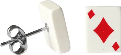 Produktbild von Chirurgenstahl Ohrstecker mit Spielkarten Pik Kreuz Karo Herz Größe - 6 mm Farbe - Karo