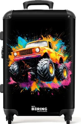 Produktbild von NoBoringSuitcases.com® Großer Koffer - Monstertruck mit buntem Graffiti - Kombinationsschloss TSA - Hartschalen Trolley 4 Rollen - 72 liter - Reisekoffer - 66 cmKoffer Mittelgroß 67x43x25 cm, 72L,