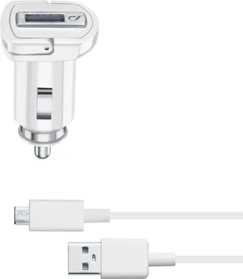 Produktbild von Cellularline USB Car Charger Kit 10W - Micro USB - Samsung Schnelles Ladegerät für das Auto mit Micro-USB-Kabel für Samsung-Geräte, Auto, Zigarettenanzünder, 1 m, Schwarz