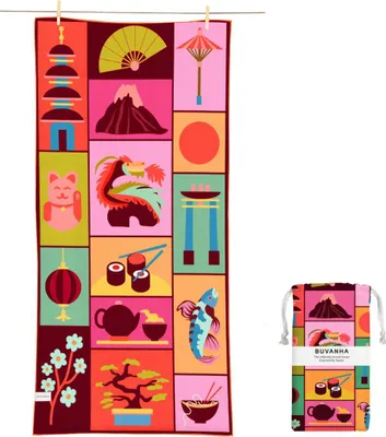 Produktbild von Buvanha Reisehandtuch Japan - 200 x 90 cm - Mikrofaser