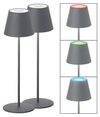 Zdjęcie produktu dla 2x Lampa stołowa LED, oświetlenie zewnętrzne, szara, ściemnialna