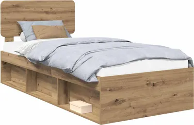 Image de Cadre de lit Chêne artisan 75 x 190 cm Pin massif