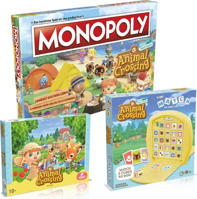 A collection of Animal Crossing themed board games and puzzles.