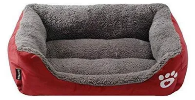 Productafbeelding van Hondenbed, kattenbed, hondenmand, slaapplek, rood, omkeerbaar kussen, Oxford/flor