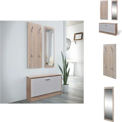 Immagine prodotto di Appendiabiti da corridoio 3-in-1 scarpiera specchio ribaltabile - Scarpiere e armadietti