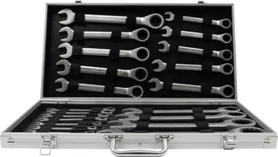Immagine prodotto di Set di chiavi inglesi - Chiavi a cricchetto - 22 pezzi - 6–32 mm - Con valigetta - Argento