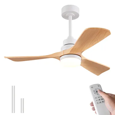 Productafbeelding van Plafondventilator, 42 inch, met verlichting, afstandsbediening, 3 houten bladen, stille DC-motor, geheugenfunctie