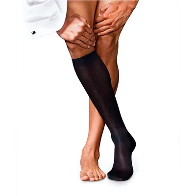 Image de FALKE Modèle No. 4, collants en soie pure pour hommes, couleur bleu marine foncé, taille 39-40