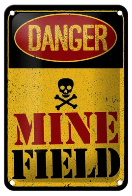 Produktbild von Blechschild Achtung Danger Mine Field Minenfeld 12x18cm Dekoration