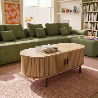 Immagine prodotto di Tavolino in MDF con decoro in melaminico beige - Oviala Louna