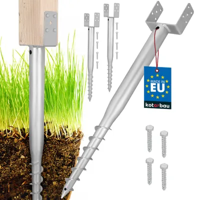 Produktbild von KOTARBAU® 2er Set U Pfostenträger zum Einschrauben 150 x 920 mm für Zaunpfosten Einschraub Bodenhülse Einschraubbodenhülse verzinkter Stahl Silber