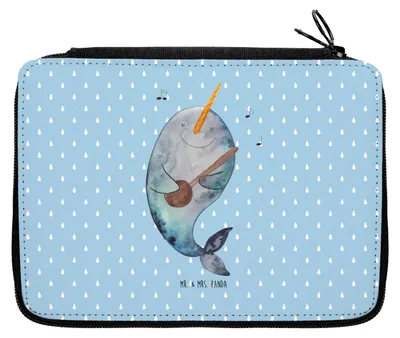 Produktbild von Mr. & Mrs. Panda Etui Narwal Gitarre - Blau Pastell - Geschenk, Schlampermäppchen, Tanzen, Schulmäppchen, Gespräche, Bleistiftetui, Wal, Schreibmappe, Meer, Federmäppchen
