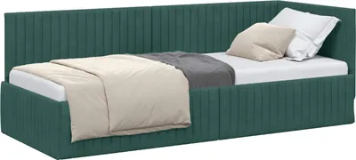 Produktbild von vidaXL Eckbettgestell mit Kopfteil Dunkelgrün 80 cm x 200 cm Samt