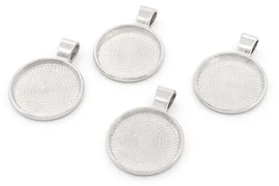 Produktbild von Vintageparts Fassungen für 20 mm Cabochons silberfarben Zinklegierung 4 Stück