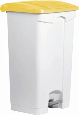 Obrázok produktu pre odpadkový kôš helit s pedálmi, 90 litrov, biely/žltý