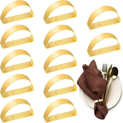 Produktbild von Famanu Serviettenringe 12 Stück in Gold - Elegante Tischdekoration