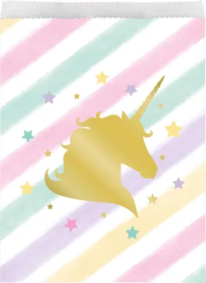 Produktbild von 10 Papiertüten Einhorn 23 x 17 cm - Einheitsgröße