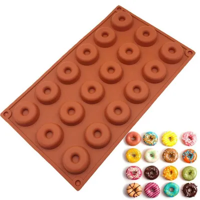 Image de Moule en silicone pour chocolat, cupcakes, gâteaux, muffins, pudding, glaçons, gelées et beignets
