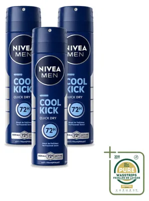 Productafbeelding van 3 x NIVEA MEN Deodorant Spray Cool Kick 150 ml - Voorraadverpakking - 3 stuks