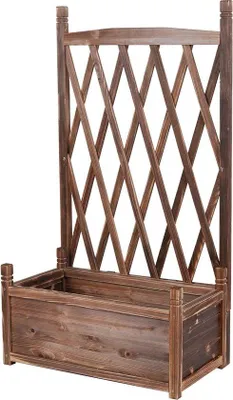 Immagine prodotto di Carrello da giardino - Aiuola rialzata - Legno - Con traliccio - Aiuola per ortaggi - Supporto per pergola da esterno - Per interni - 64 x 36,5 x 11,5 cm.