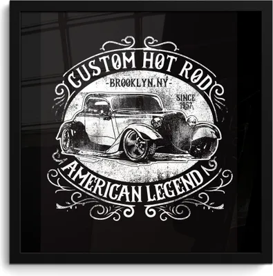 Produktbild von MuchoWow® MuchoWow® Gerahmtes Poster Mancave - Auto - Retro - Schwarz - Weiß 40x40 cm - Poster mit zchwarzem Bilderrahmen - Mit Rahmen - Wanddekoration Schlafzimmer