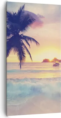 Produktbild von Bild auf Leinwand - Leinwandbild - Meer Strand Palme - 65x120cm - Wand Bild - Wanddeko - Wandbilder - Leinwanddruck - Bilder - Kunstdruck - Wanddekoration - Leinwand bilder - Wandkunst - PA65x120-3992
